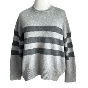 Sundry Women's Gray Oversized Wool/Cashmere Crew Neck Sweater Stripe Size 2/M